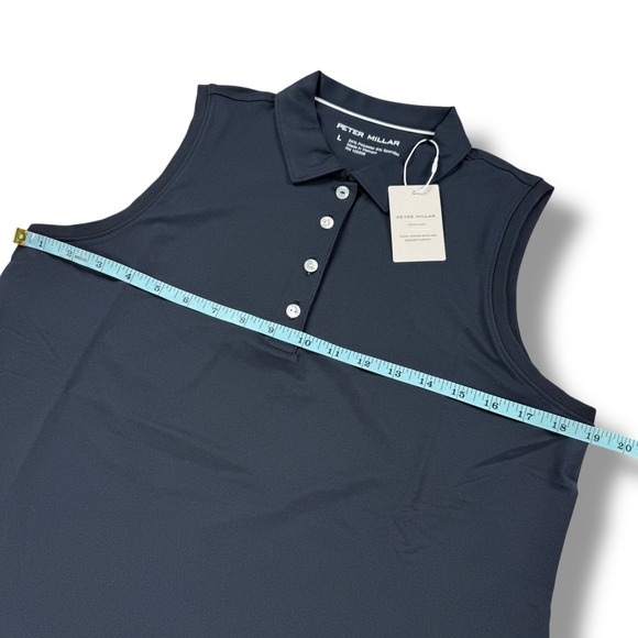 Peter Millar Womens Sleeveless Golf Polo Shirt Black LEDEK08S Size L NWT - Picture 11 of 16